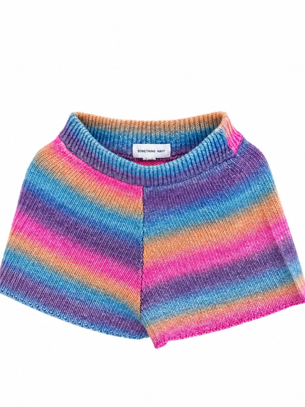 SOMETHING NAVY Knit Rainbow Stripe Women’s Shorts - Multicolor
